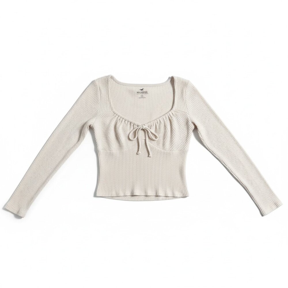 Hollister White Ribbed Tie-Bust Top S - Bella Swan Twilightcore